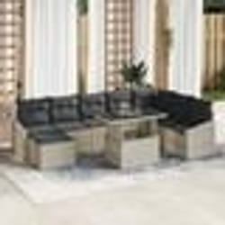 vidaXL Ensemble de canapé de jardin 9 pièces avec coussins gris clair en poly rotin