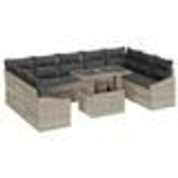 vidaXL Ensemble de canapé de jardin 10 pièces avec des coussins gris clair en rotin synthétique