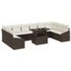 vidaXL Groupe de canapé de jardin 11 pièces avec coussins marron en rotin synthétique