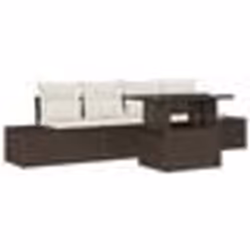vidaXL Salon de jardin 5 pièces avec coussins marron en poly-rattan