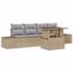 vidaXL Ensemble de canapé de jardin 5 pièces avec coussins - Rattan beige