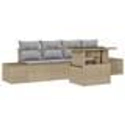 vidaXL Ensemble de canapé de jardin 5 pièces avec coussins - Rattan beige