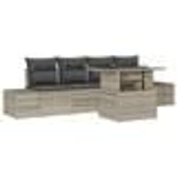 vidaXL Set de canapés de jardin 5 pièces avec coussins gris clair en poly rotin