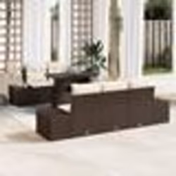 vidaXL Ensemble de canapé de jardin 6 pièces avec coussins en polyrotin marron