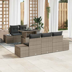 vidaXL Ensemble de canapés de jardin 6 pièces avec coussins gris en rotin synthétique