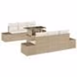 vidaXL Canapé de jardin 7 pièces avec coussins beige en poly rotin