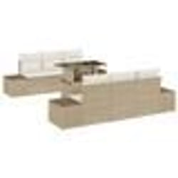 vidaXL Canapé de jardin 7 pièces avec coussins beige en poly rotin
