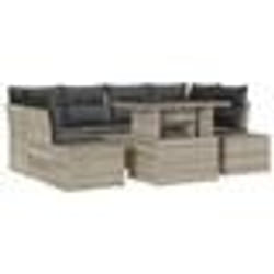 vidaXL Set de salon de jardin 7 pièces avec coussins gris clair en poly rattan