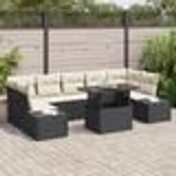 vidaXL Salon de jardin 8 pièces avec coussins en polyrotin noir