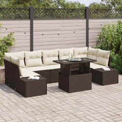 vidaXL Ensemble de canapé de jardin 8 pièces avec des coussins marron en rattan synthétique