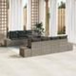 vidaXL Ensemble de canapé de jardin 9 pièces avec coussins gris en poly rotin