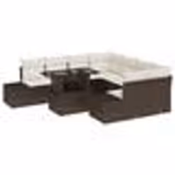 vidaXL Canapé de Jardin 9 Pièces avec Coussins Marron en Rattan Synthétique