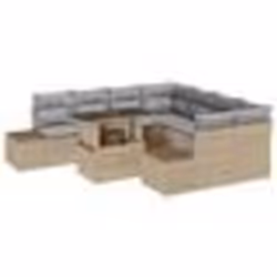 vidaXL Set de canapés de jardin 9 pièces avec coussins beiges en rotin synthétique