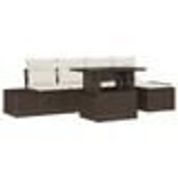 vidaXL Set de Canapé de Jardin 6 Pièces avec Coussins en Rattan Synthétique Marron
