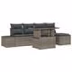vidaXL Ensemble de canapé de jardin 6 pièces avec coussins gris en poly rattan