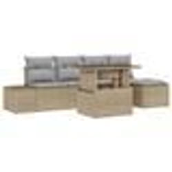 vidaXL Canapé de jardin 6 pièces avec coussins en rotin beige