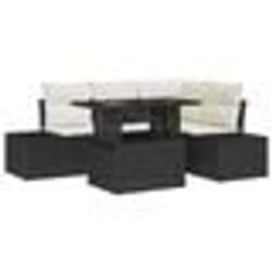 vidaXL Set de canapé de jardin 5 pièces avec coussins en poly rattan noir