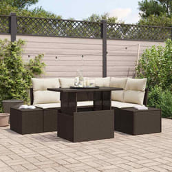 vidaXL Ensemble de jardin 5 pièces avec coussins marron en polyrotin