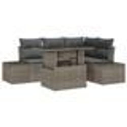 vidaXL Ensemble de canapés de jardin 5 pièces avec coussins en poly rattan gris.