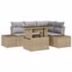 vidaXL Ensemble de canapé de jardin 5 pièces avec coussins en poly rotin beige