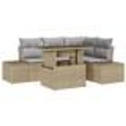 vidaXL Ensemble de canapé de jardin 5 pièces avec coussins en poly rotin beige