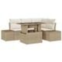 vidaXL Ensemble de canapé de jardin 5 pièces avec coussins en poly rattan beige