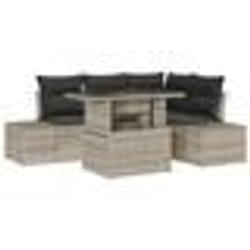 vidaXL Ensemble de jardin 5 pièces avec coussins gris clair en poly rotin