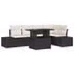 vidaXL Ensemble de canapés de jardin 6 pièces avec coussins en poly rattan noir
