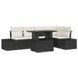 vidaXL Ensemble de canapés de jardin 6 pièces avec coussins en poly rattan noir
