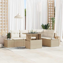 vidaXL Ensemble de salon de jardin 6 pièces avec coussins en rattan beige