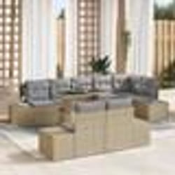 vidaXL Ensemble salon de jardin 9 pièces avec coussins beige en polyrotin