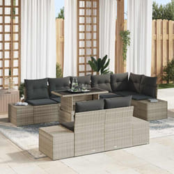 vidaXL Ensemble de jardin 9 pièces avec coussins gris clair en polyrotin