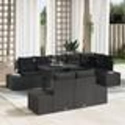 vidaXL Ensemble de jardin 9 pièces avec coussins en polyrotin noir