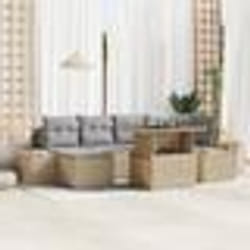 vidaXL Ensemble de canapé de jardin de 7 pièces avec coussins en rotin synthétique beige