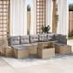 vidaXL Ensemble de canapé de jardin 8 pièces avec coussins beige en polyrotin
