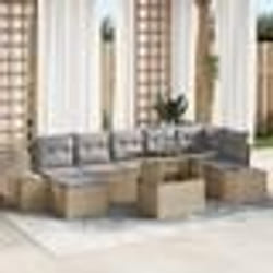 vidaXL Ensemble de canapé de jardin 8 pièces avec coussins beige en polyrotin