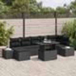 vidaXL Ensemble de Canapé de Jardin 8 Pièces avec Coussins en Rattan Synthétique Noir de