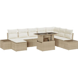 Vidaxl - Ensemble de salon de jardin 9 pièces avec des coussins beiges en rotin synthétique