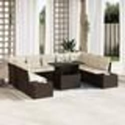vidaXL Ensemble de canapés de jardin 10 pièces avec coussins marron en polyrotin