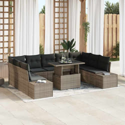 vidaXL Canapé de jardin 10 pièces avec coussins gris en rattan
