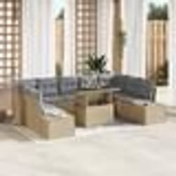 vidaXL Ensemble de 10 pièces de canapé de jardin avec coussins beige en poly rotin