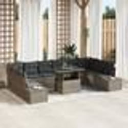 vidaXL Set de canapés de jardin 11 pièces avec des coussins gris en poly rotin