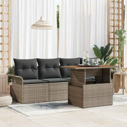vidaXL Ensemble de canapé de jardin 5 pièces avec coussins en poly rotin gris et en acacia