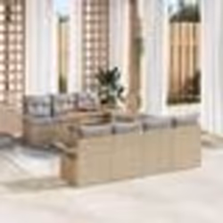 vidaXL Ensemble de canapé de jardin 8 pièces avec coussins beiges en poly rotin et en acacia
