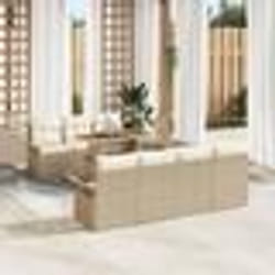 vidaXL Ensemble de canapés de jardin 8 pièces avec coussins beiges en poly rotin et acacia