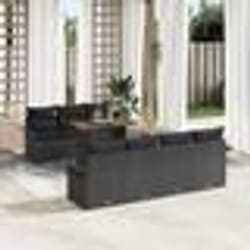 vidaXL Ensemble de canapés de jardin en 8 pièces avec coussins noirs en rattan synthétique acacia