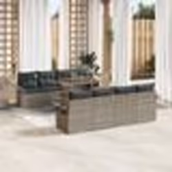 vidaXL Set de jardin 9 pièces avec coussins gris en poly rotin acacia