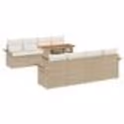 vidaXL Set de canapés de jardin 9 pièces avec coussins beiges en poly rotin acacia