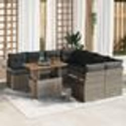 vidaXL Set de canapé de jardin 9 pièces avec coussins gris en poly rotin et acacia
