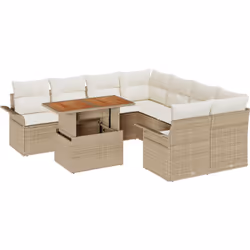 Ce super ensemble de canapé de jardin neuf pièces combine style et confort, parfait pour l'extérieur. Monté sur un cadre soli ...